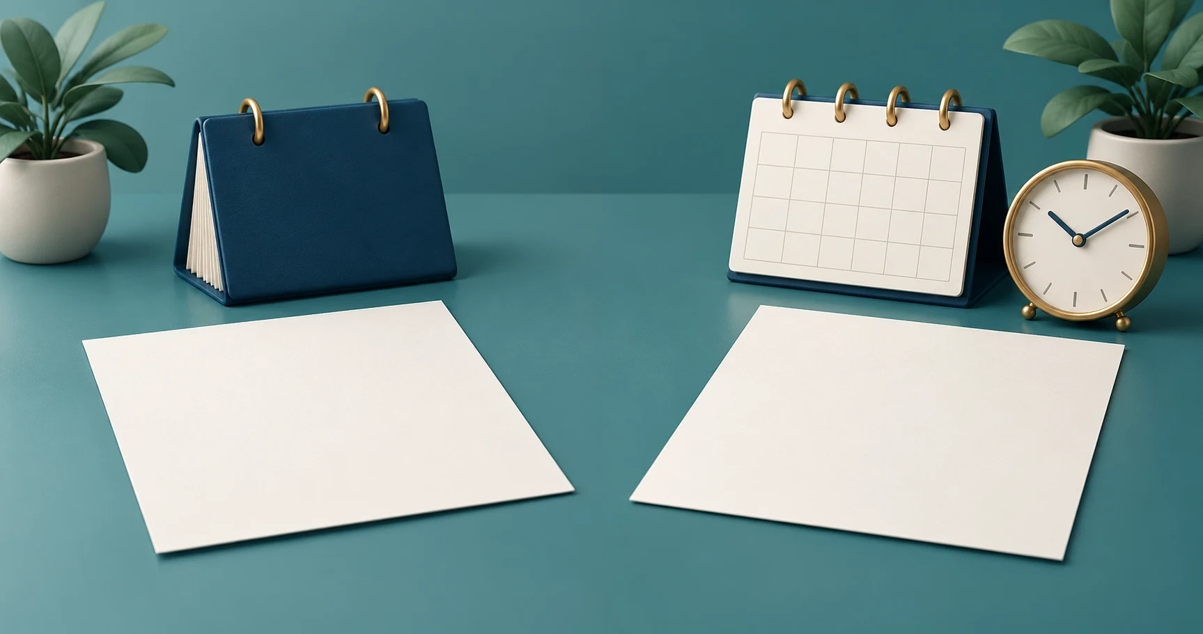 Blank documents beside calendars and a clock distinguish a balance snapshot from a dated quote