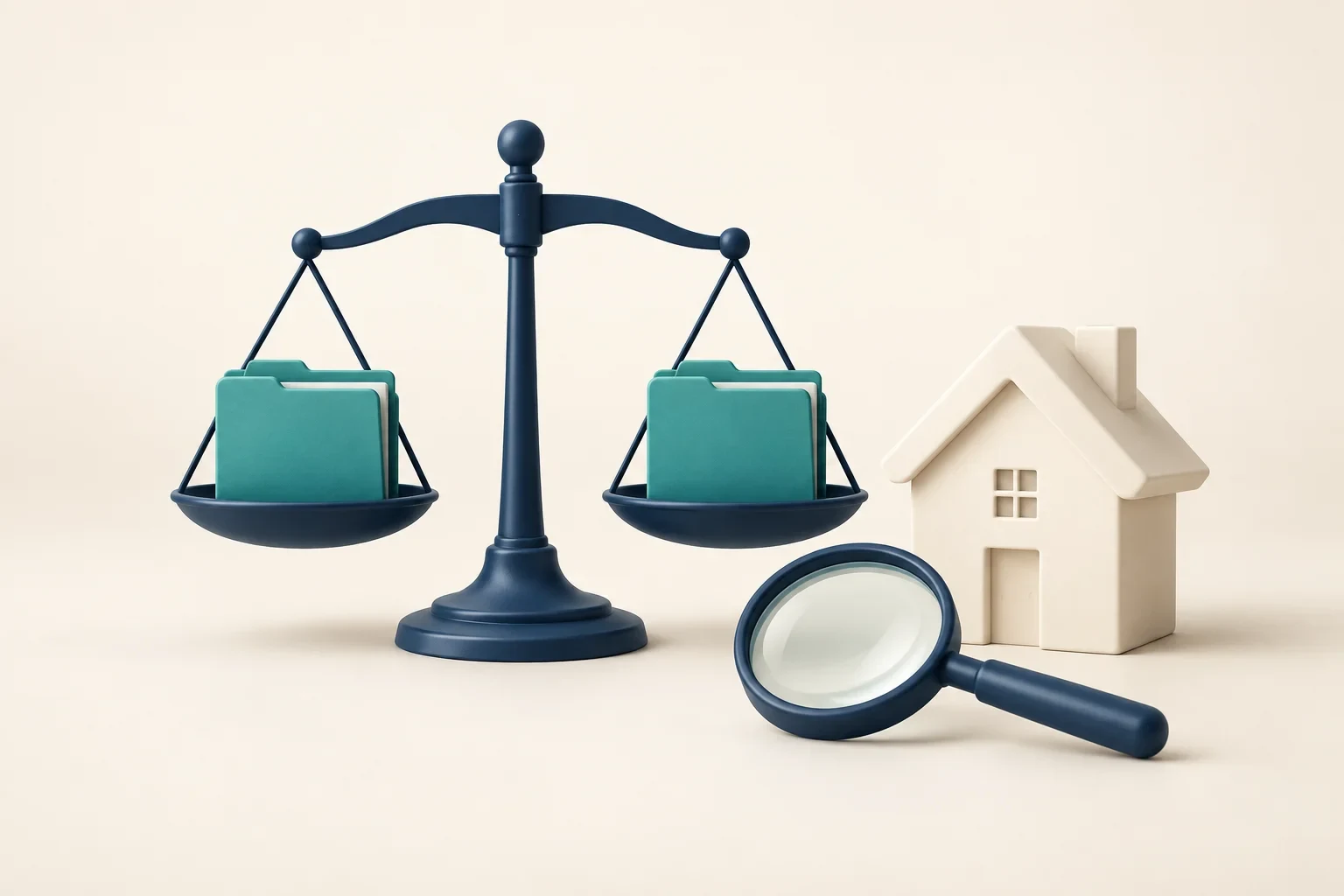 Balanced folders beside a house represent comparing quality and effort when testing process improvements