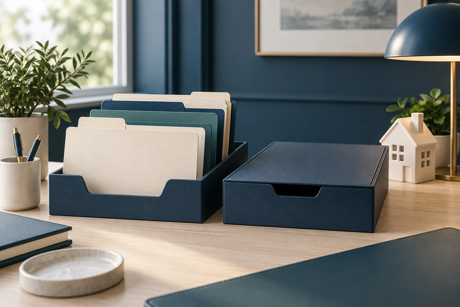 Open and closed document trays distinguish ready mortgage tasks from work awaiting inputs