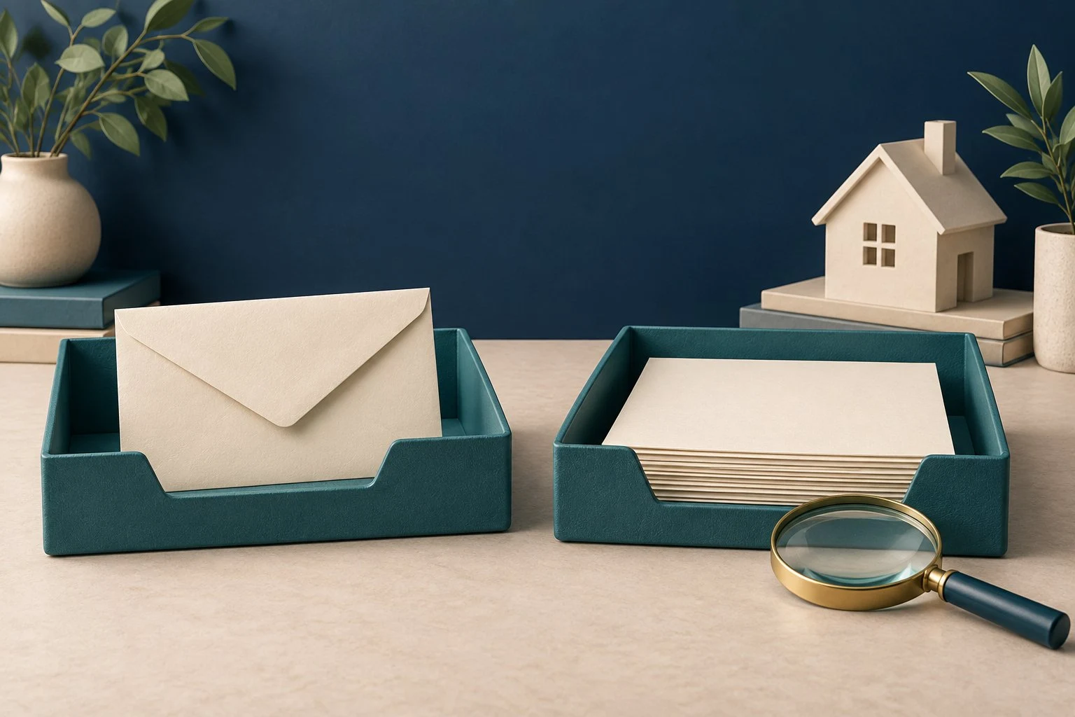 Separate document trays distinguish incoming borrower responses from documents awaiting review