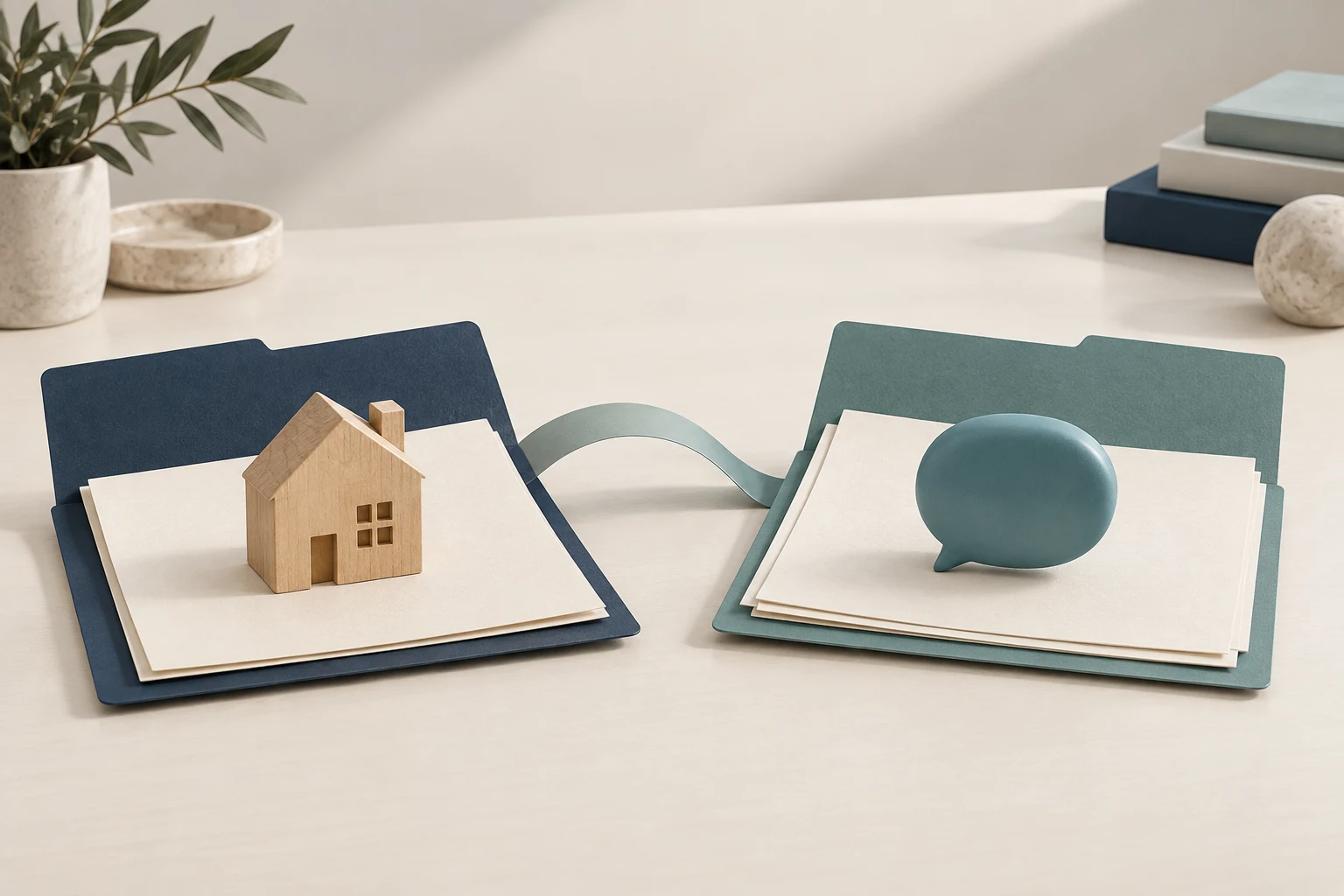 Separate folders distinguish the selected mortgage payment plan from the borrower’s stated objective