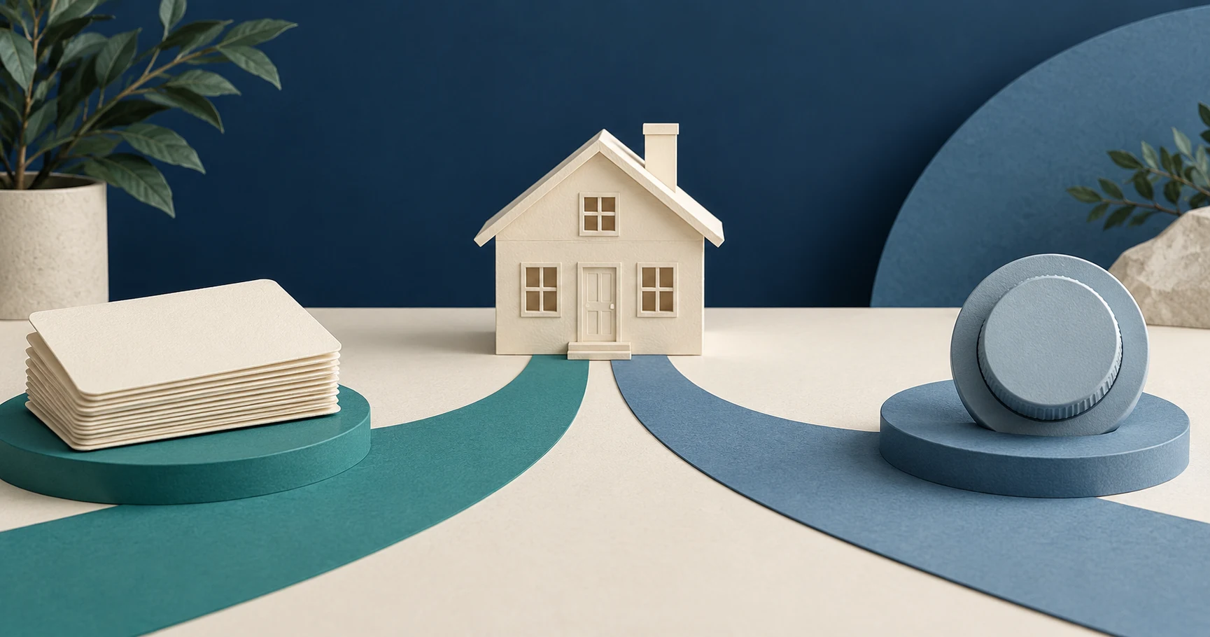House model connects to separate planning cards and an unmarked interest dial