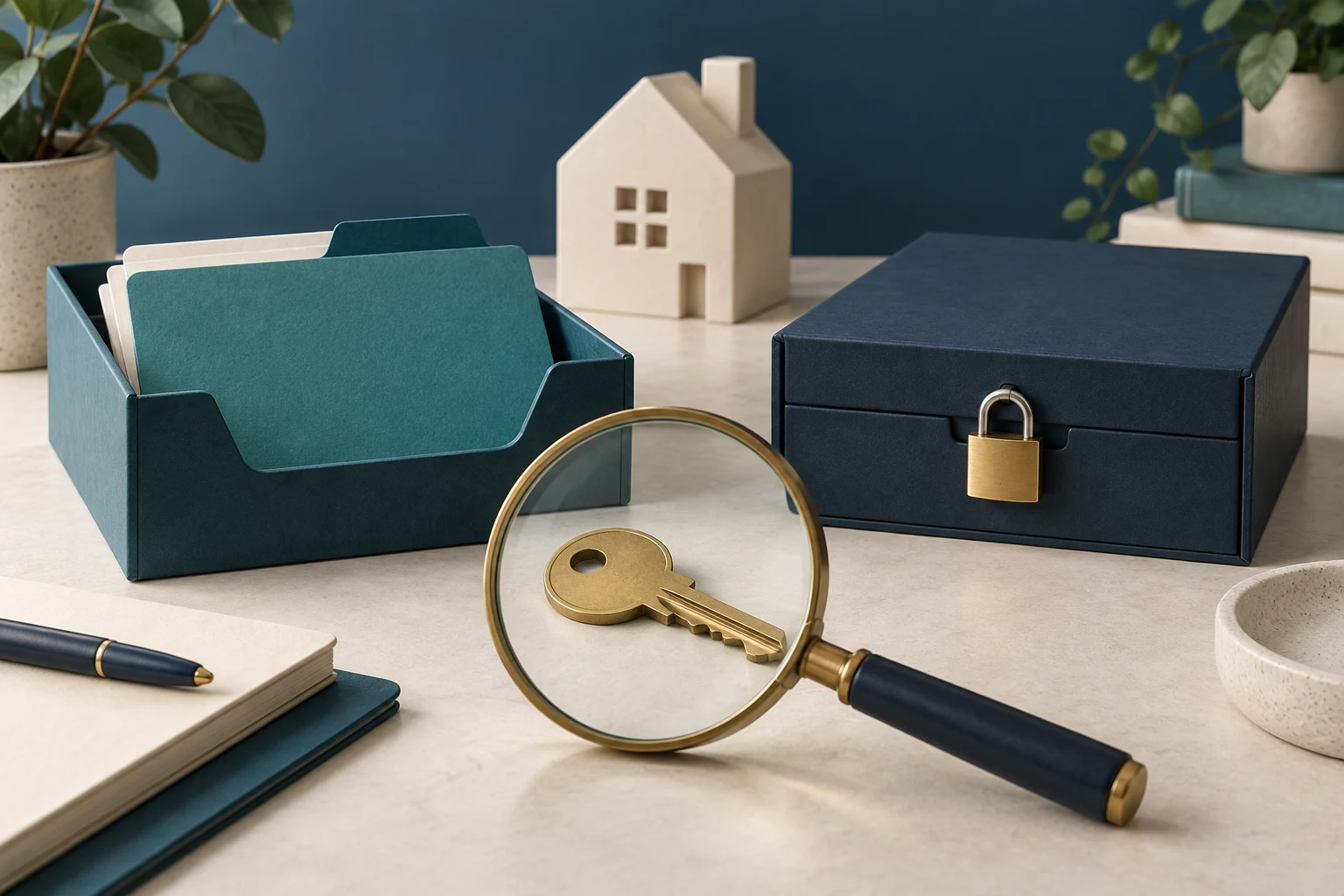 Open and locked document trays illustrate checking allowed and removed access after a change