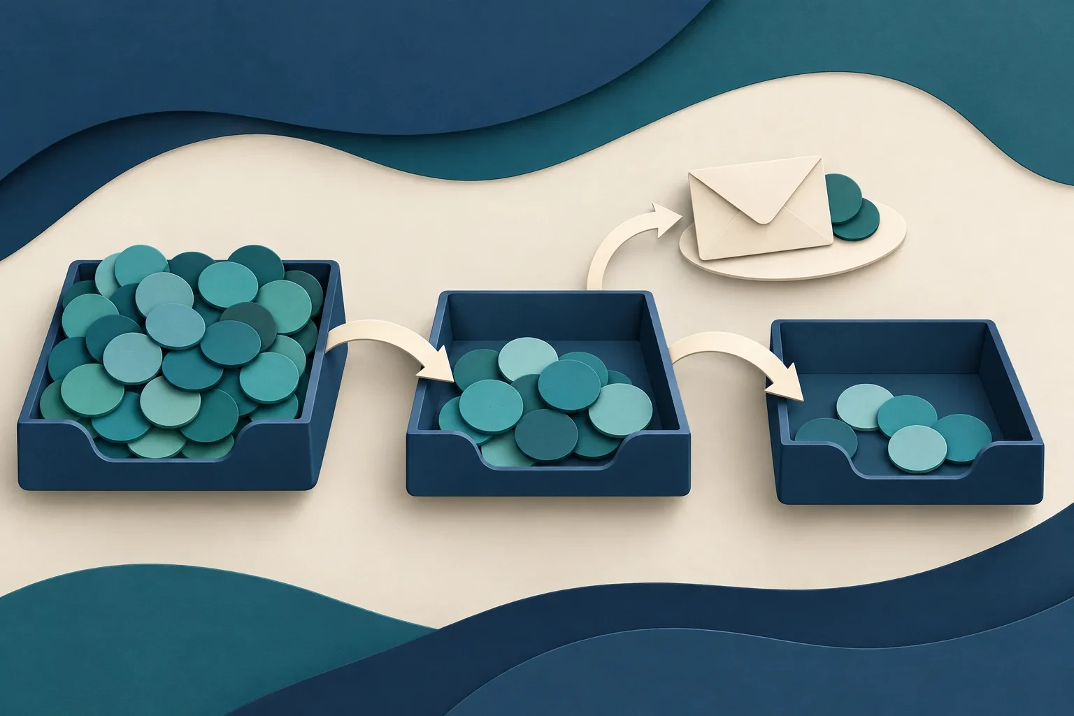 Successive trays with fewer discs illustrate allocations reducing remaining mortgage borrowing capacity
