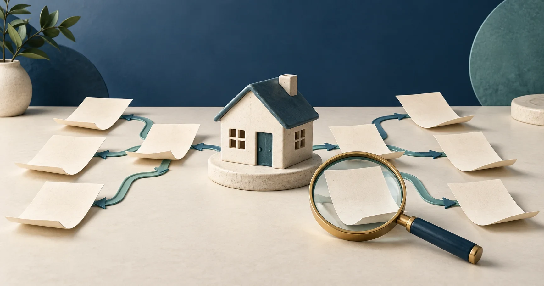 House model and branching documents illustrate how mortgage data corrections affect connected records