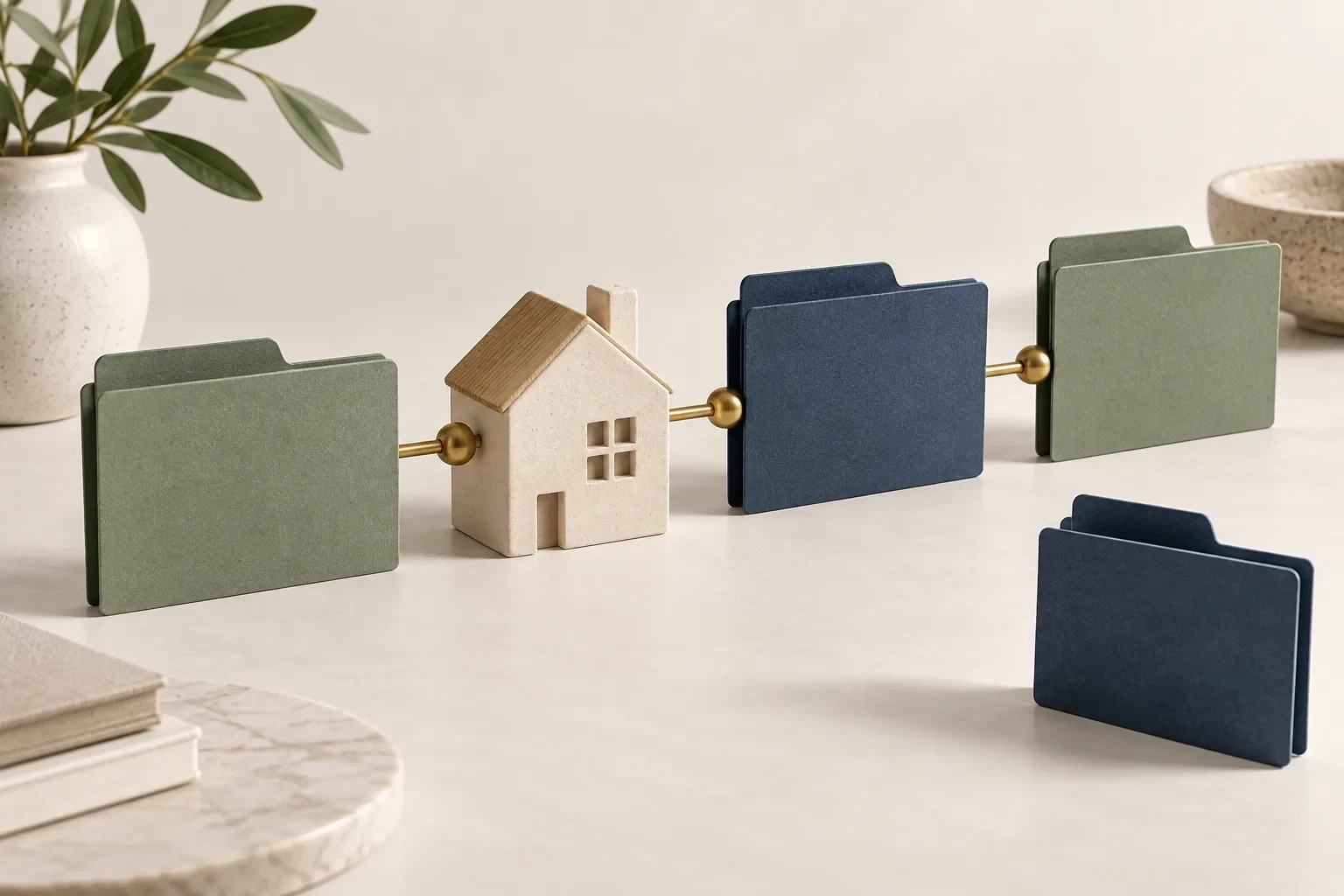 Connected folders and a separate folder illustrate rehearsing routine mortgage work and exceptions