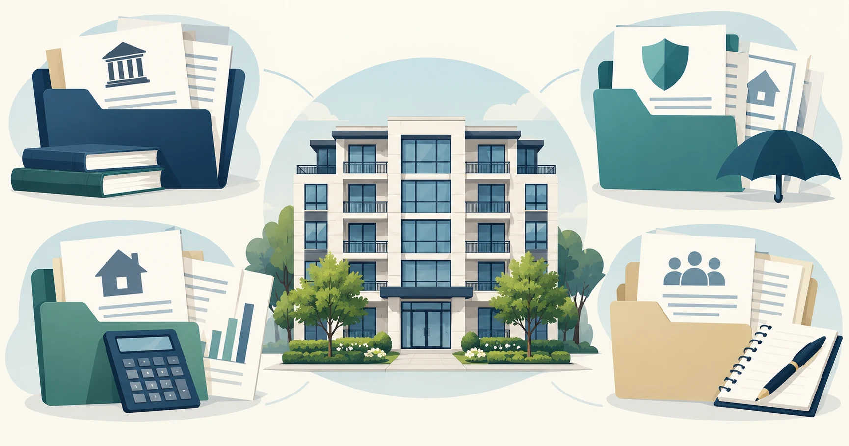 Condominium project evidence grouped into governing, insurance, appraisal and meeting files